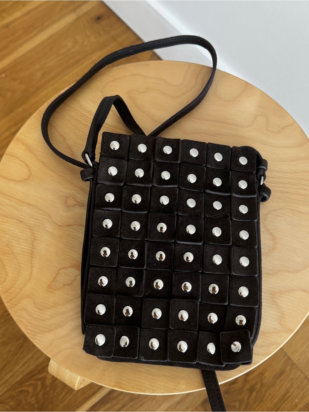 Massimo Dutti Split Suede Mini Crossbody Bag with Studs - Picture 5 of 5